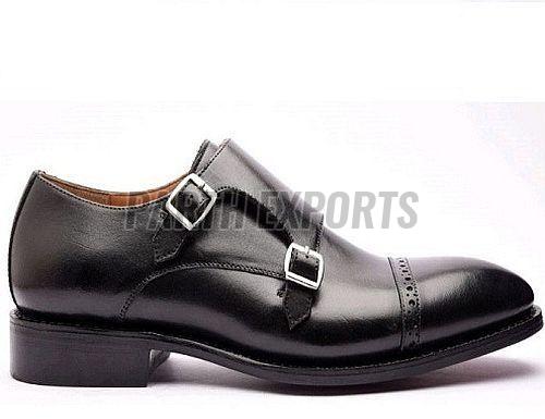 Mens Black Leather Monk Strap Formal Shoes