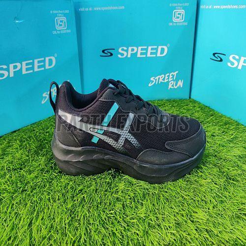 Speed Mens Black Leather Sports Shoes