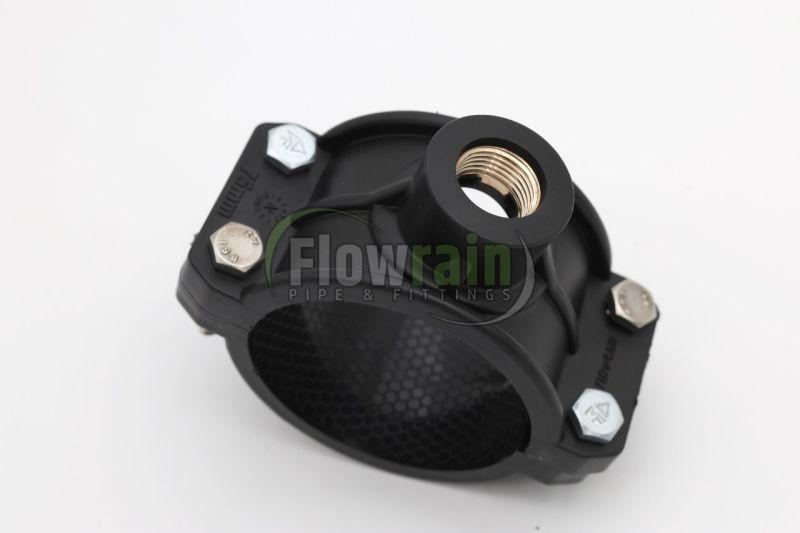160 Mm PP Brass Threaded Black Service Saddle