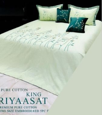 300 Thread Count Green Riyasaat King Cotton Bedsheet