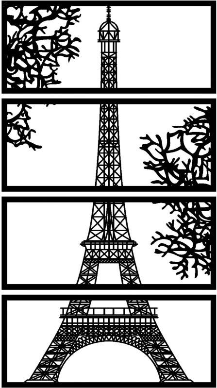16 Inch Handcrafted Eiffel Tower Wall Art