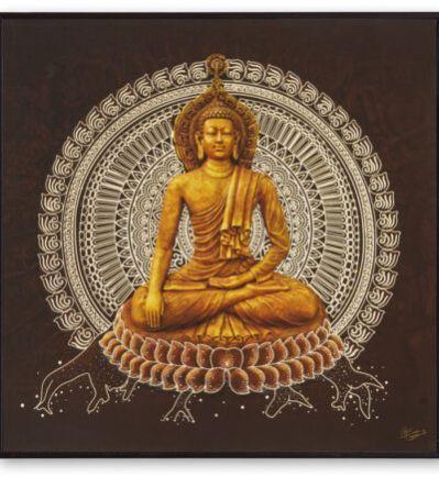 30cm Golden Embossed Handcrafted Wall Painting