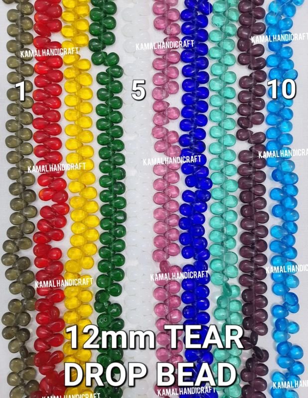 12mm Tear Drop Multicolor Glass Beads