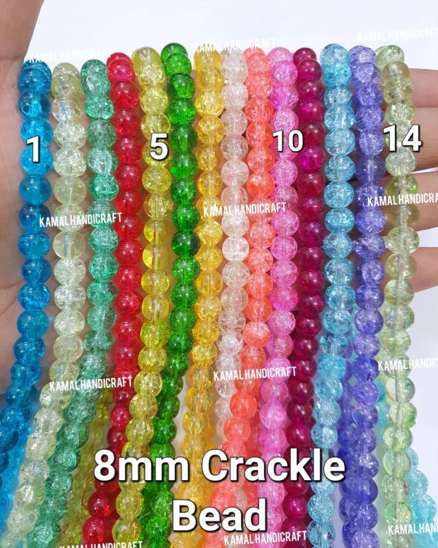 8mm Crackle Round Glass Bead