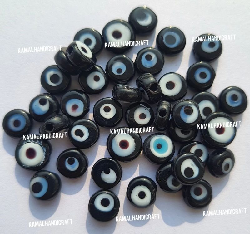 8mm Flate Evil Eye Glass Bead