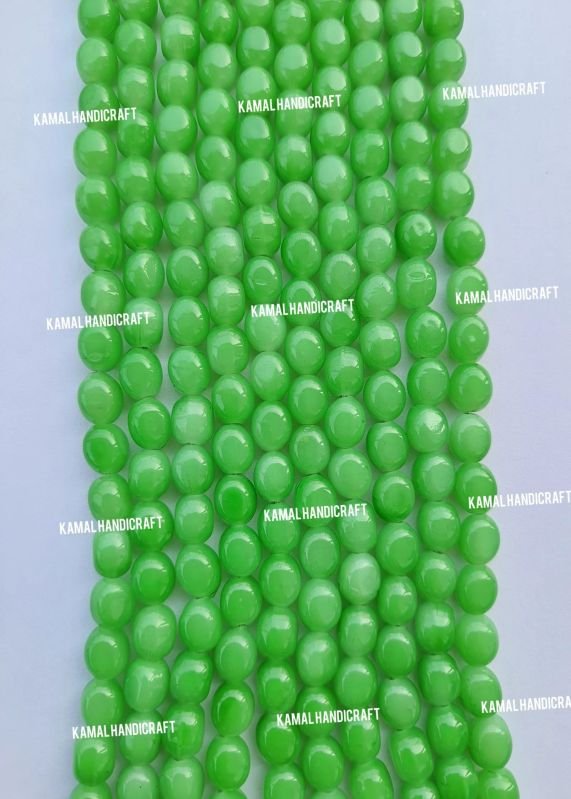 8mm Oval Polished Glass Bead