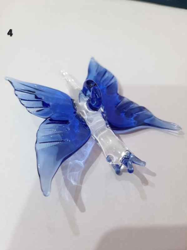 Blue Polished Butterfly Glass Bead