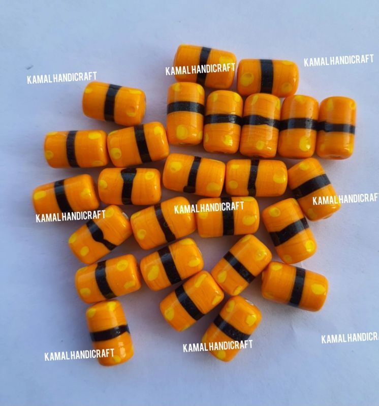 Orange Fancy Pipe Glass Beads