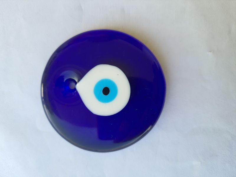 Round Blue Evil Eye Glass Bead