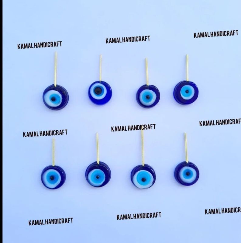 Single Side Flat Round Evil Eye Glass Bead