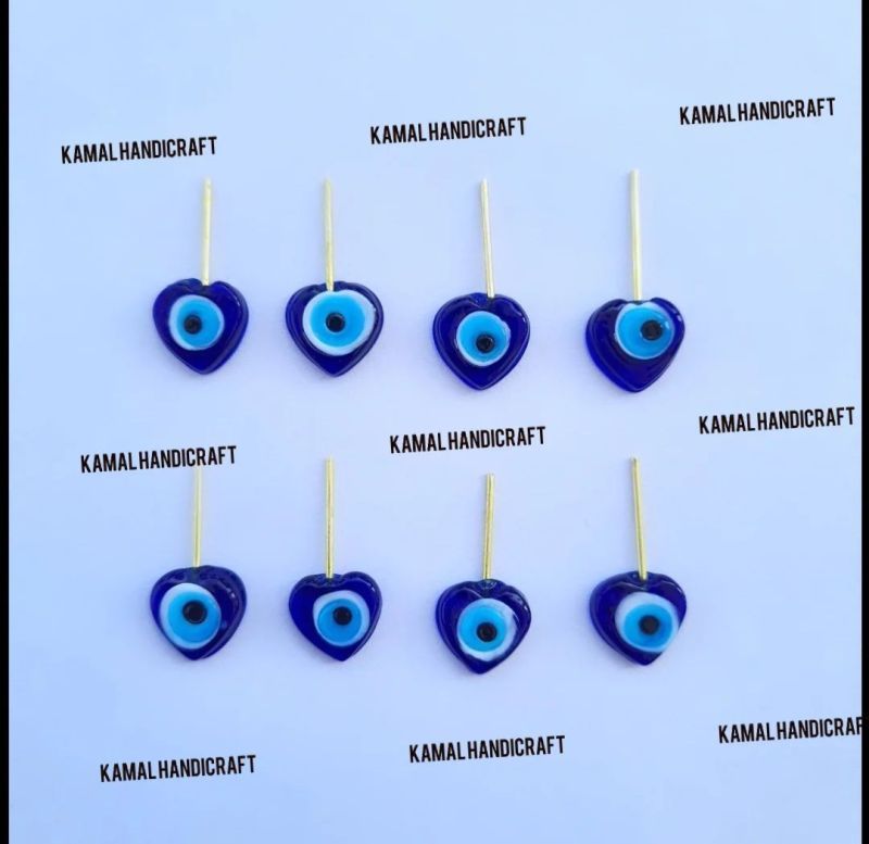 Single Side Heart Evil Eye Fancy Glass Bead