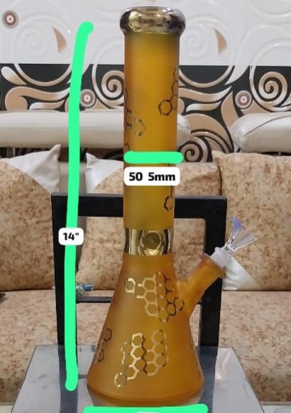 14 Inch Frosted Gold Glass Beaker