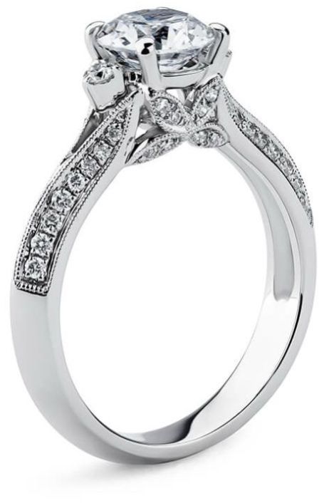 Designer Round and Marquise Shape White Gold Diamond Ring