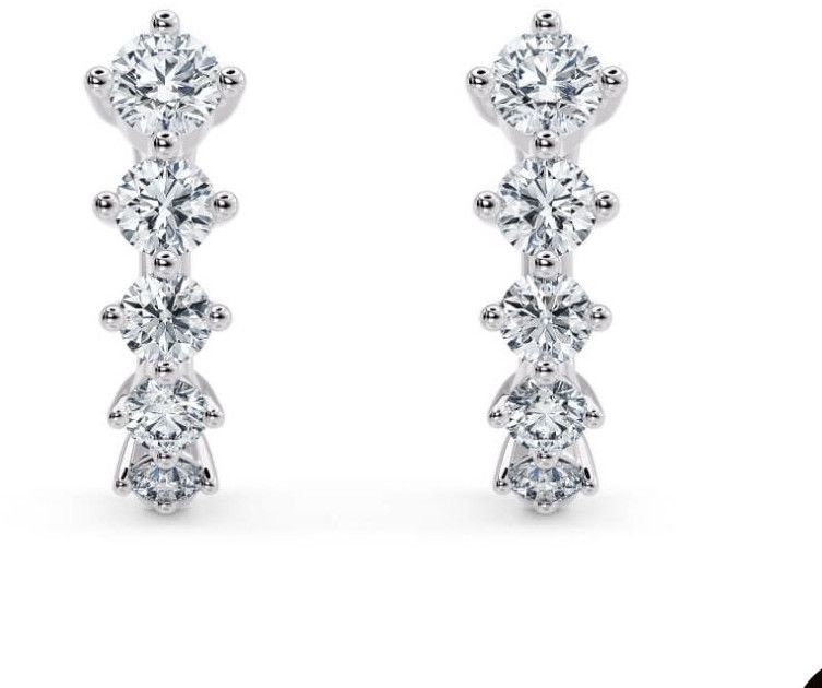 Ladies Round Cut Diamond Drop Dangling Earrings