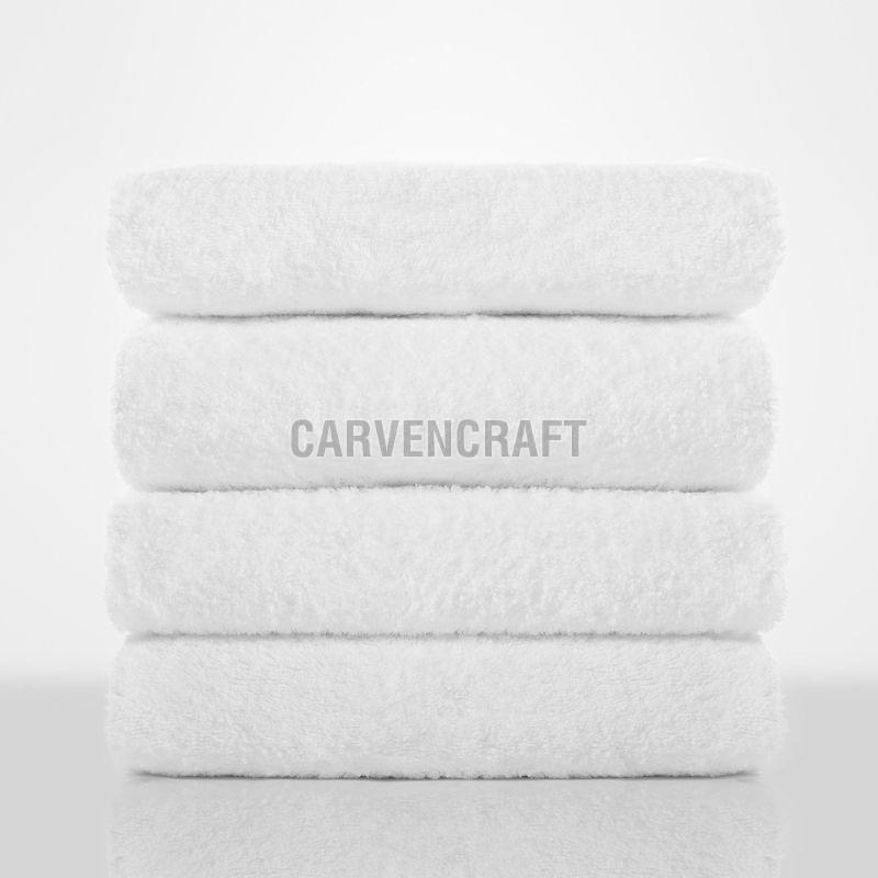 500 GSM White Plain Terry Cotton Bath Towel