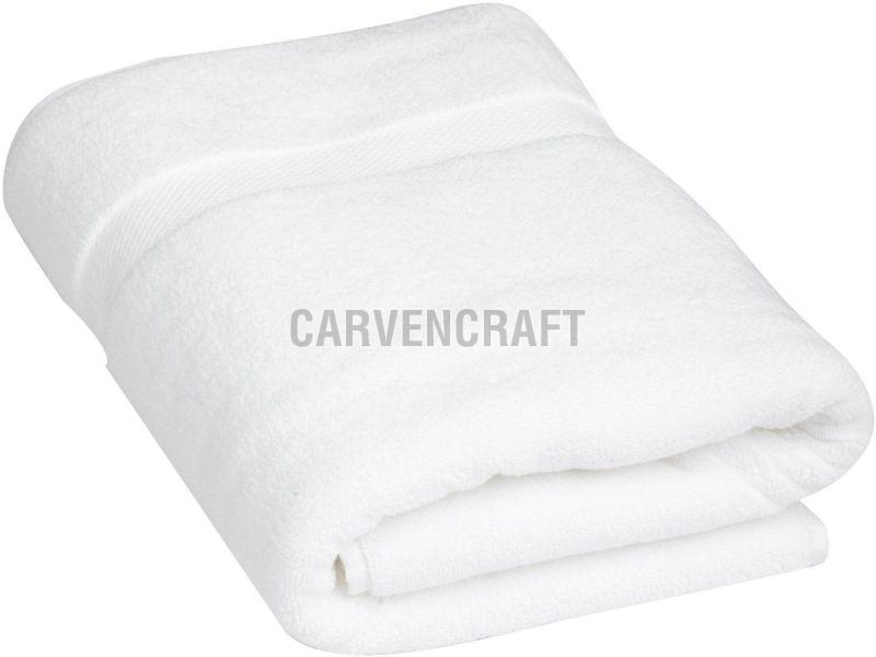 600 GSM White Plain Terry Cotton Bath Towel