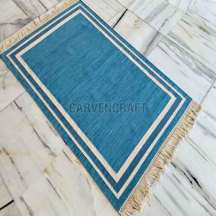 A 43 Blue & Beige Flat Weave Cotton Durries