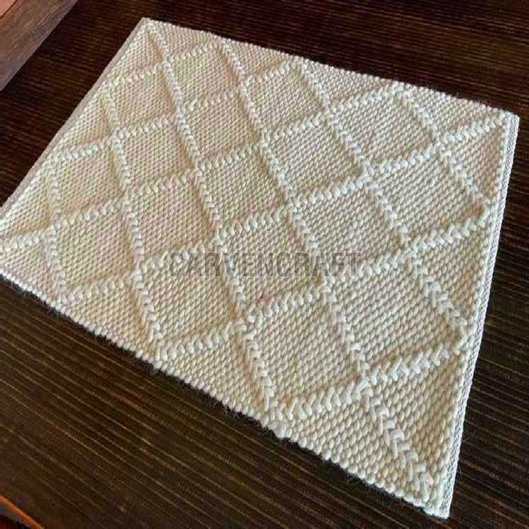 A58 White Flat Weave Wool Durries
