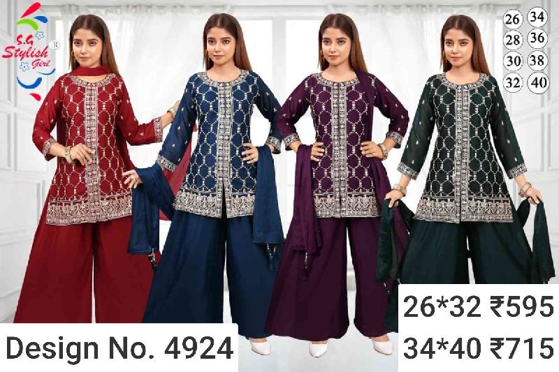Des. No. 4924 Ladies Embroidered Palazzo Suit