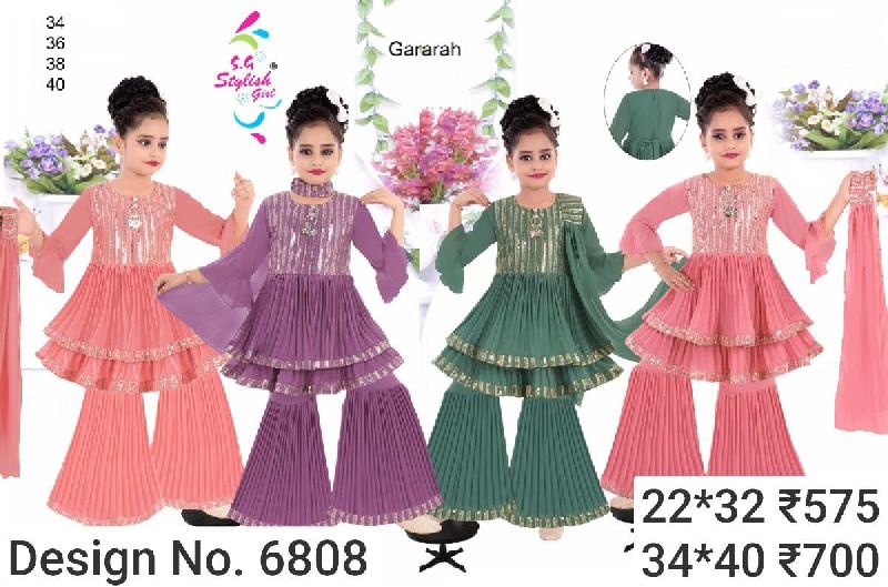 Des. No. 6808 Girls Designer Sharara Suit