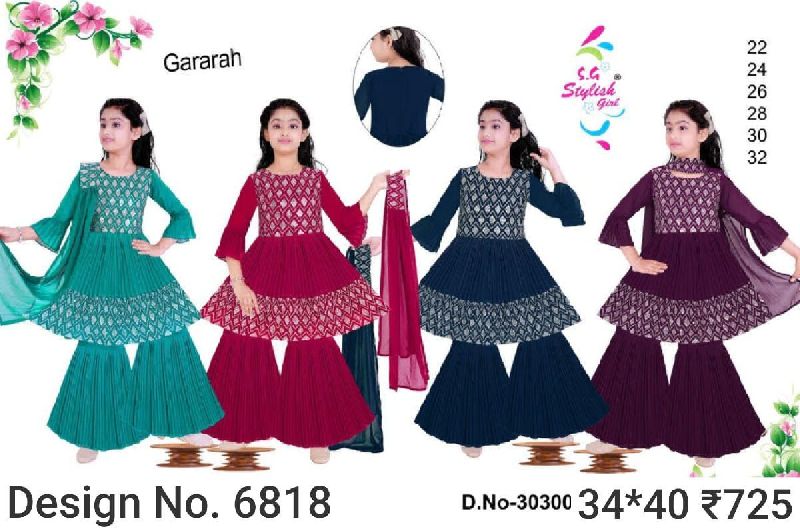 Des. No. 6818 Girls Designer Sharara Suit