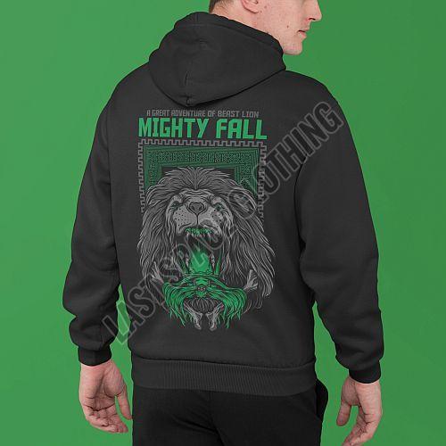 Mens Premium Quality Black Lion Printed Fleece Hoodie