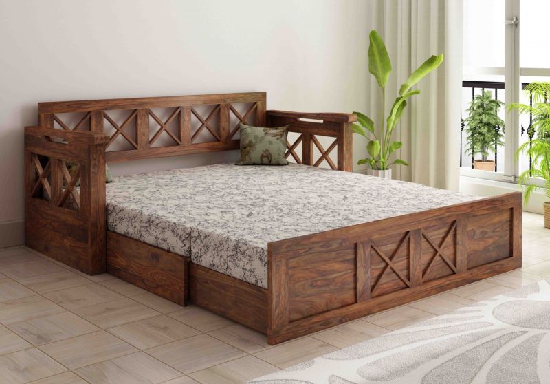 Modern Wooden Cum Bed