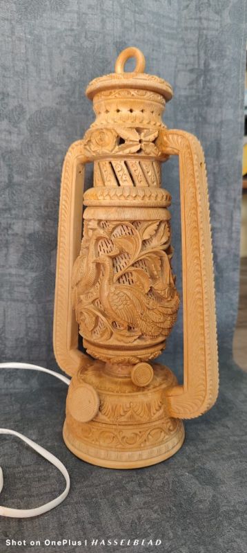 10 Inch Hand Carved Wooden Lantern