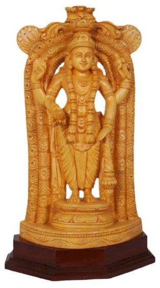 14 Inch Wooden Shree Vishnu Statue