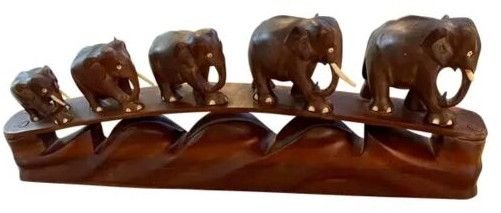 15 Inch Red Wood Elephant Statue