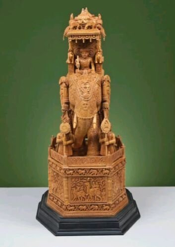 15 Inch Wooden Royal Elephant Statue