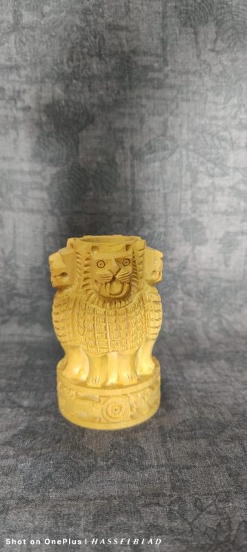 4 Inch Ashok Stambh Wooden Pen Holder