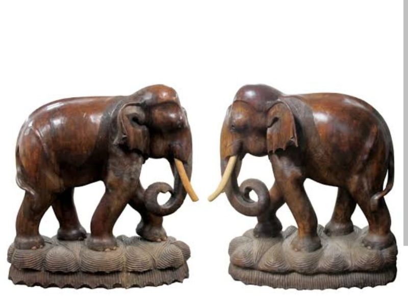 6 Inch Red Wood Elephant Statue