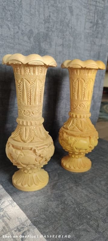 8 Inch Wooden Hand Carved Flower Pots