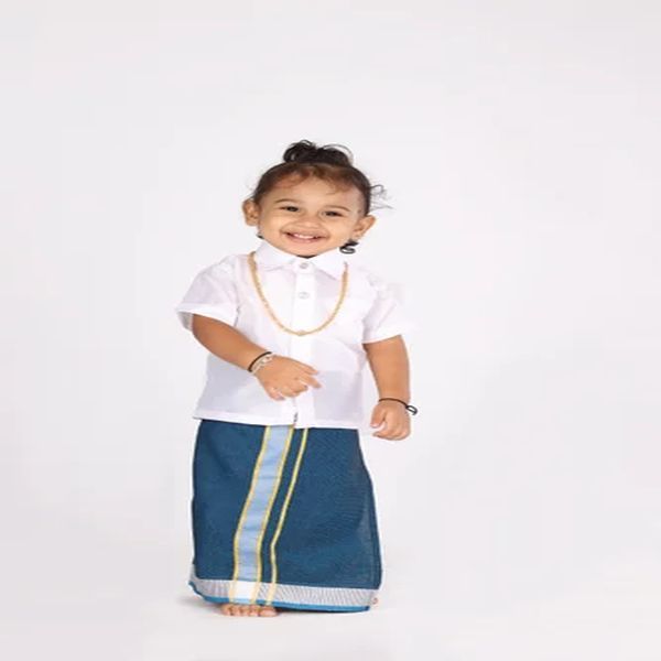 Kids Semi -Silk Shirt Dhoti Set