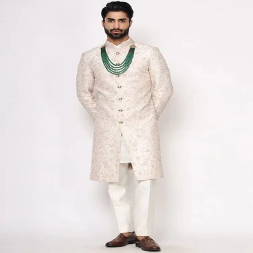Mens  Pure Silk Wedding Wear Sherwani  Set