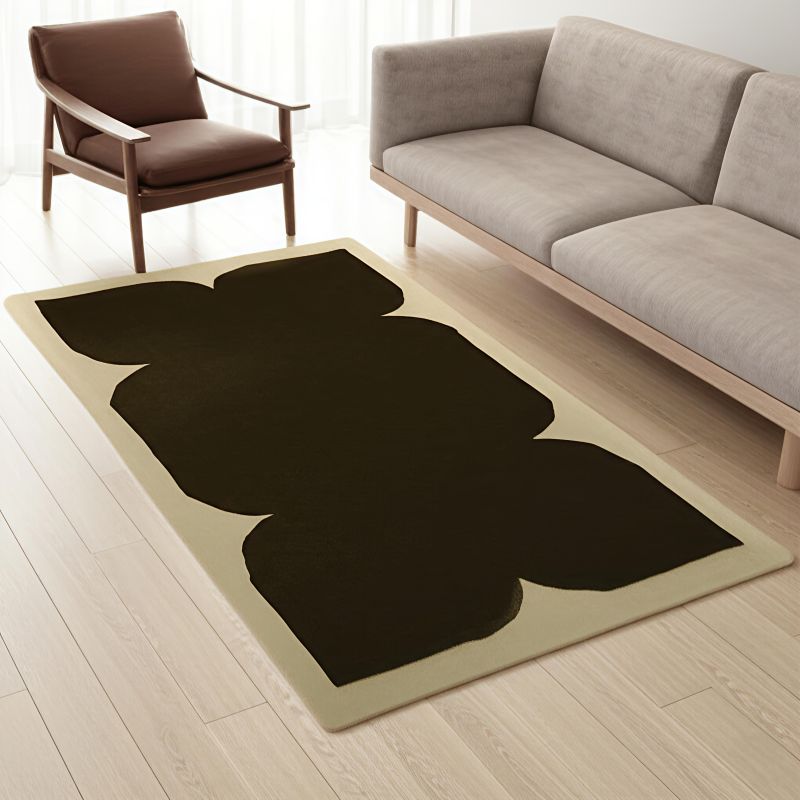 Black Anti Skid Hand Tufted Wool Carpet
