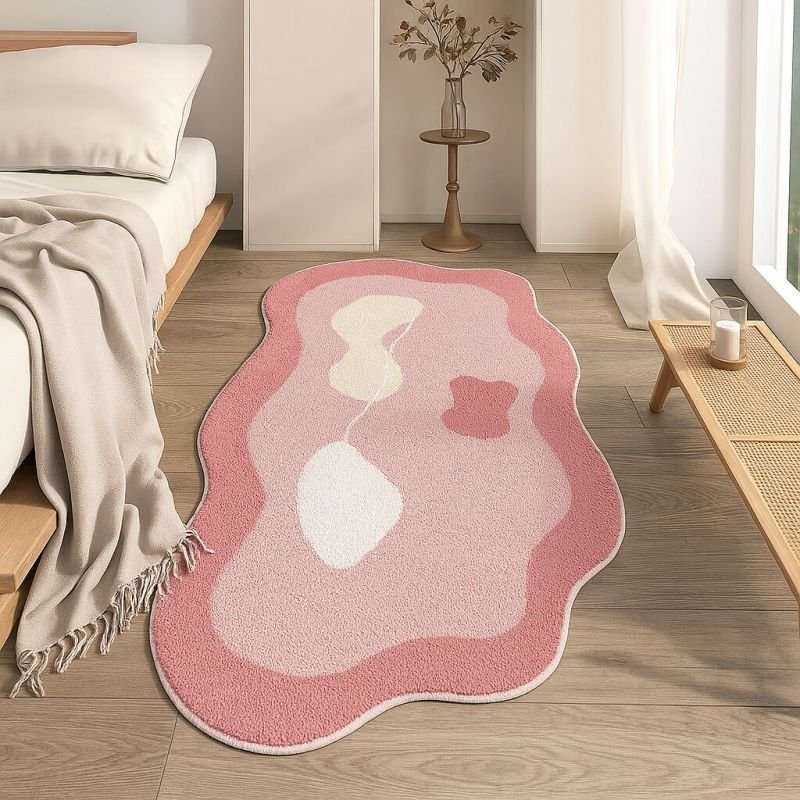 Modern Pink Abstract Hand Tufted Carpet