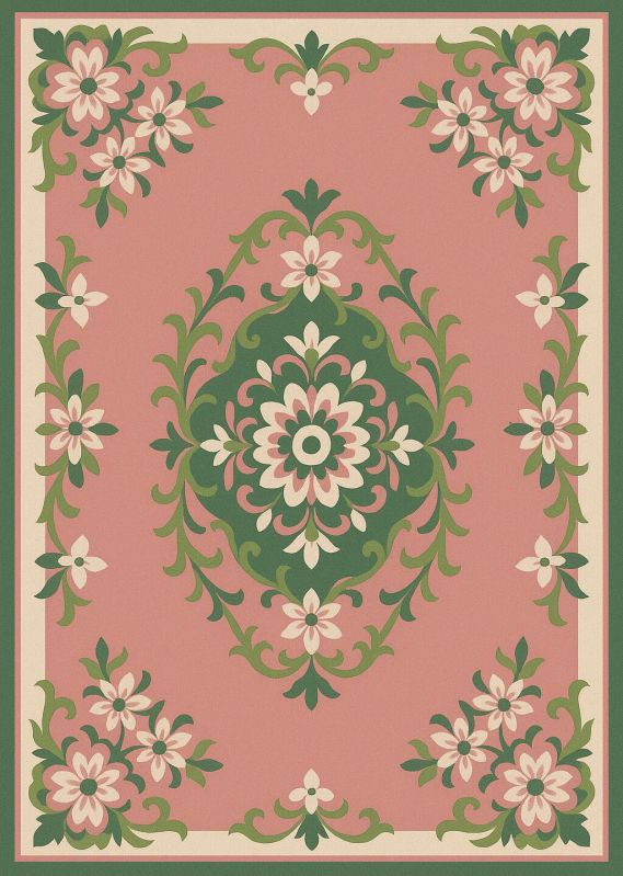 Pink Green Floral Hand Tufted Carpet