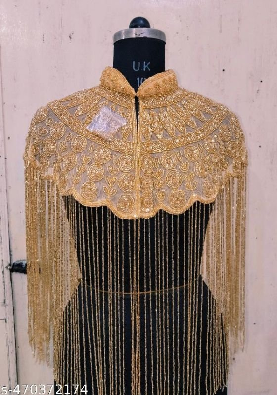 Ladies Golden Net Party Wear Poncho