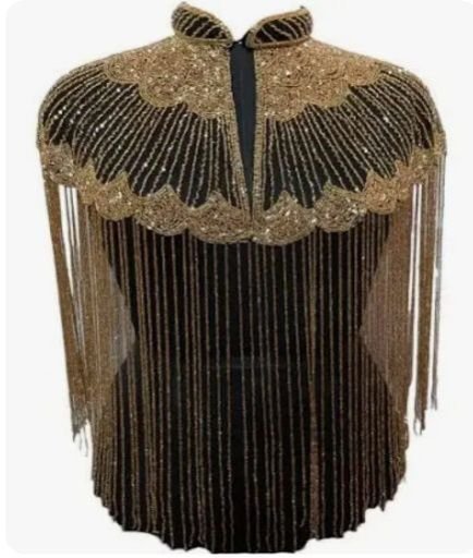 Ladies Golden Net Wedding Wear Poncho