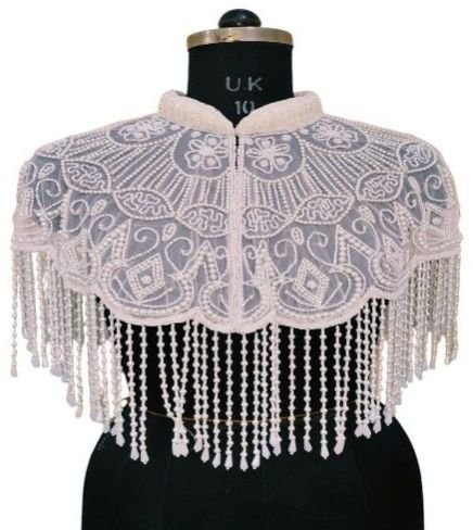 Ladies White Designer Short Poncho