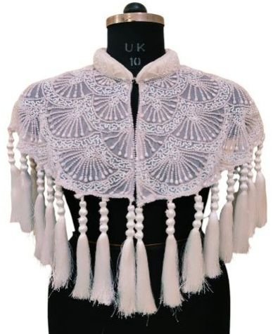 Ladies White Party Wear Poncho