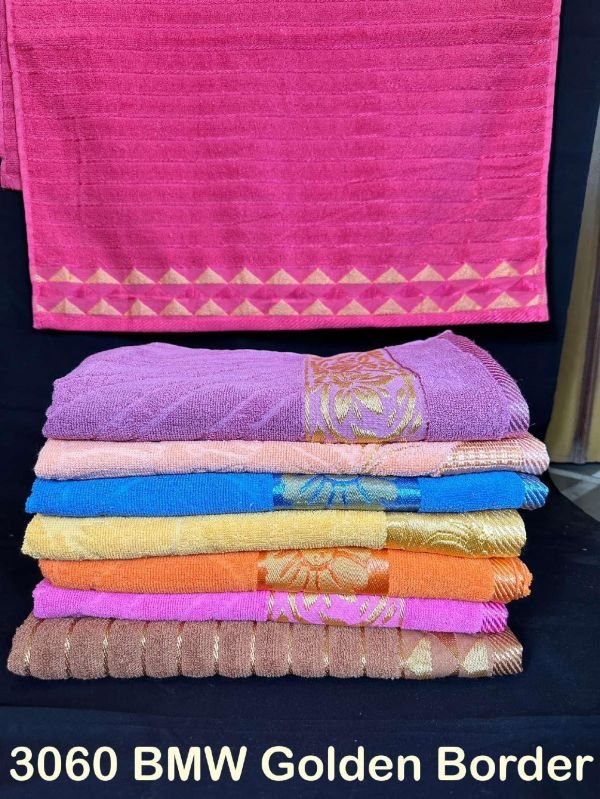 Golden Border Premium Cotton Bath Towel