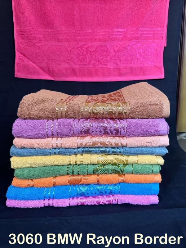 Rayon Border Cotton Bath Towel