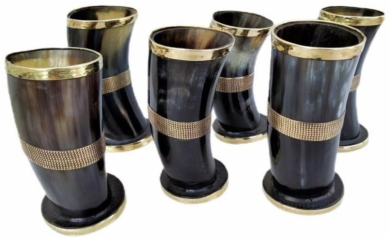 500 Ml Black Stylish Horn Drinking Glass Set