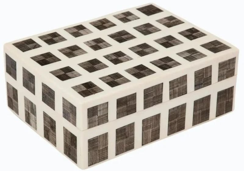 Bone Inlay Grid Pattern Box