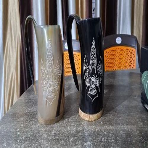 Buffalo Horn Carving Mugs
