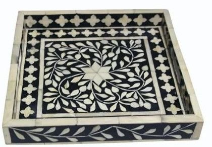 Handcrafted Bone Black Serving Tray