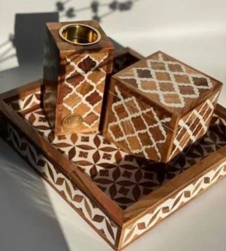 Wooden Bakhoor Burner Tray Set